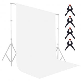1.8*2.8m white muslin background, foldable soft seamless keying cloth with 4 spring clips, used for video photography and TV