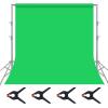1.8*2.8m Green Muslin Background, Foldable Soft Seamless Keying Cloth with 4 Spring Clips, Used for Video Photography and TV