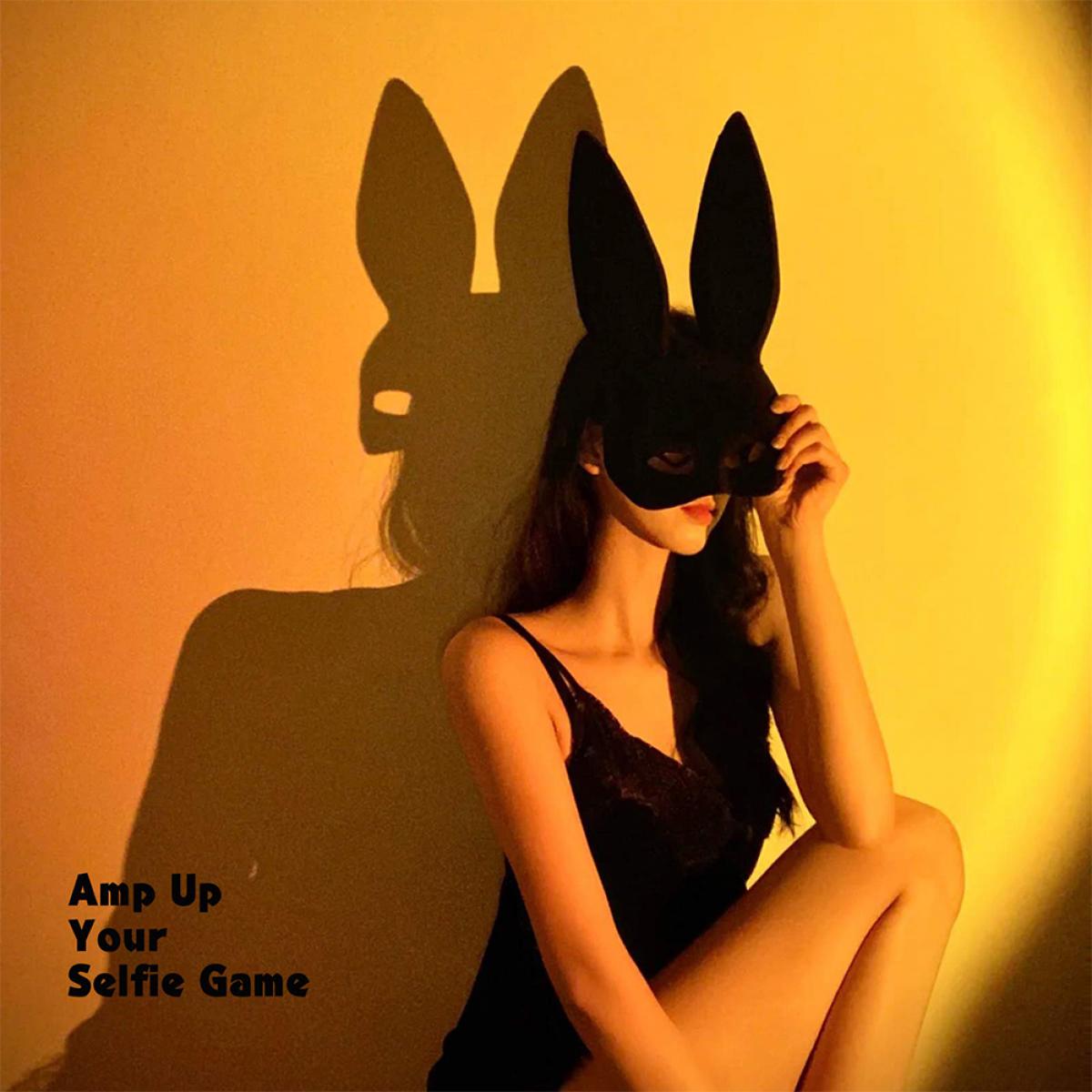 Projetor de lâmpada de piso Projeção de luz noturna de LED para sala de estar, quarto, hotel, restaurante, decoração, fotografia de streaming em tempo real (vermelho pôr do sol)