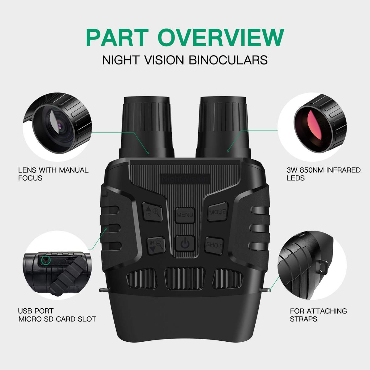 Alcance digital de visión nocturna, monocular infrarrojo dual para  anochecer oscuridad total, 940 nm y 850 nm para caza diurna y nocturna al  aire