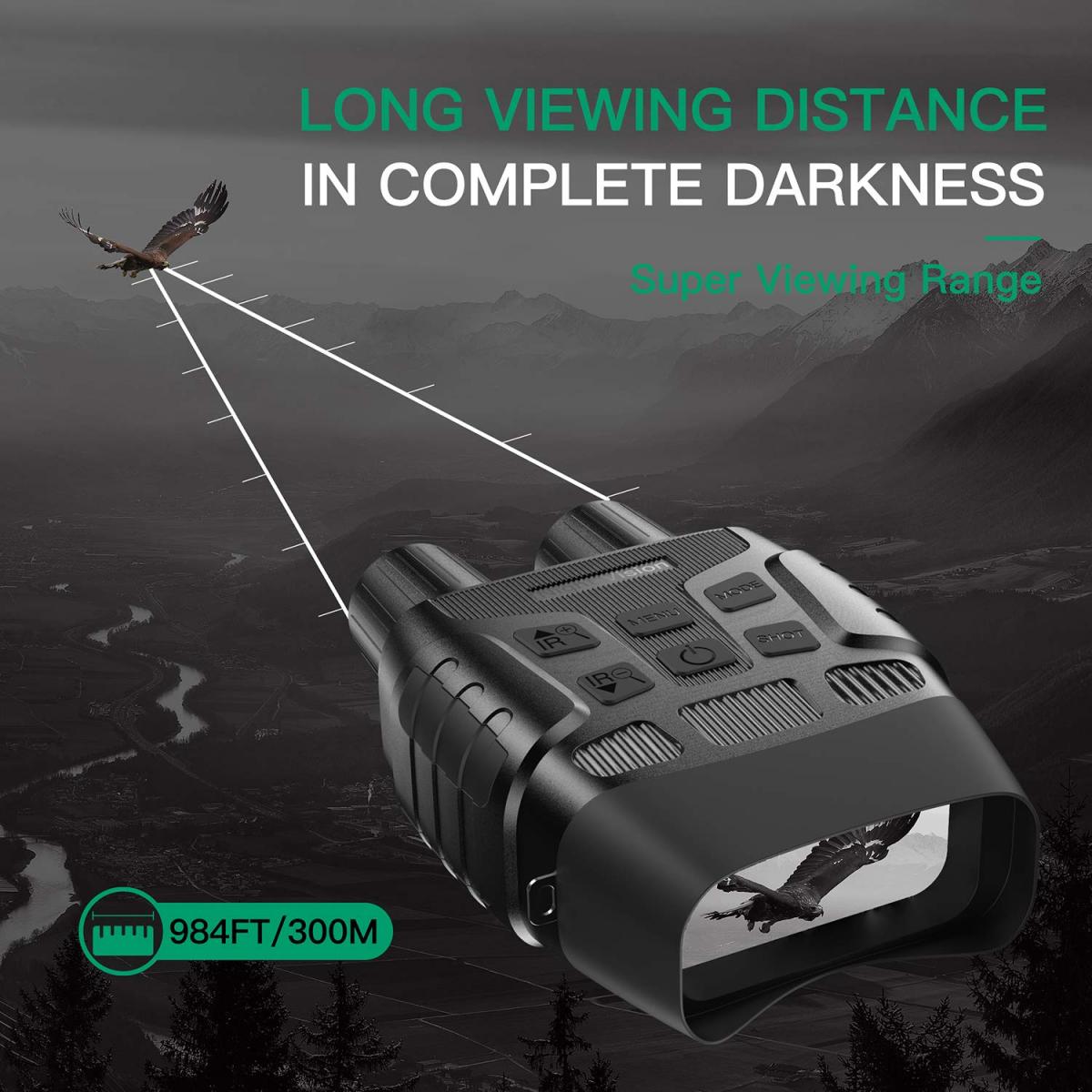 TKWSER Jumelle Vision Nocturne,Vision Nocturne pour Adultes,Lunette Vision  Nocturne IR de Chasse，7 Niveaux IR 4X Zoom Numérique,avec Carte TF 32GB,  2,31 TFT HD LCD : : High-Tech