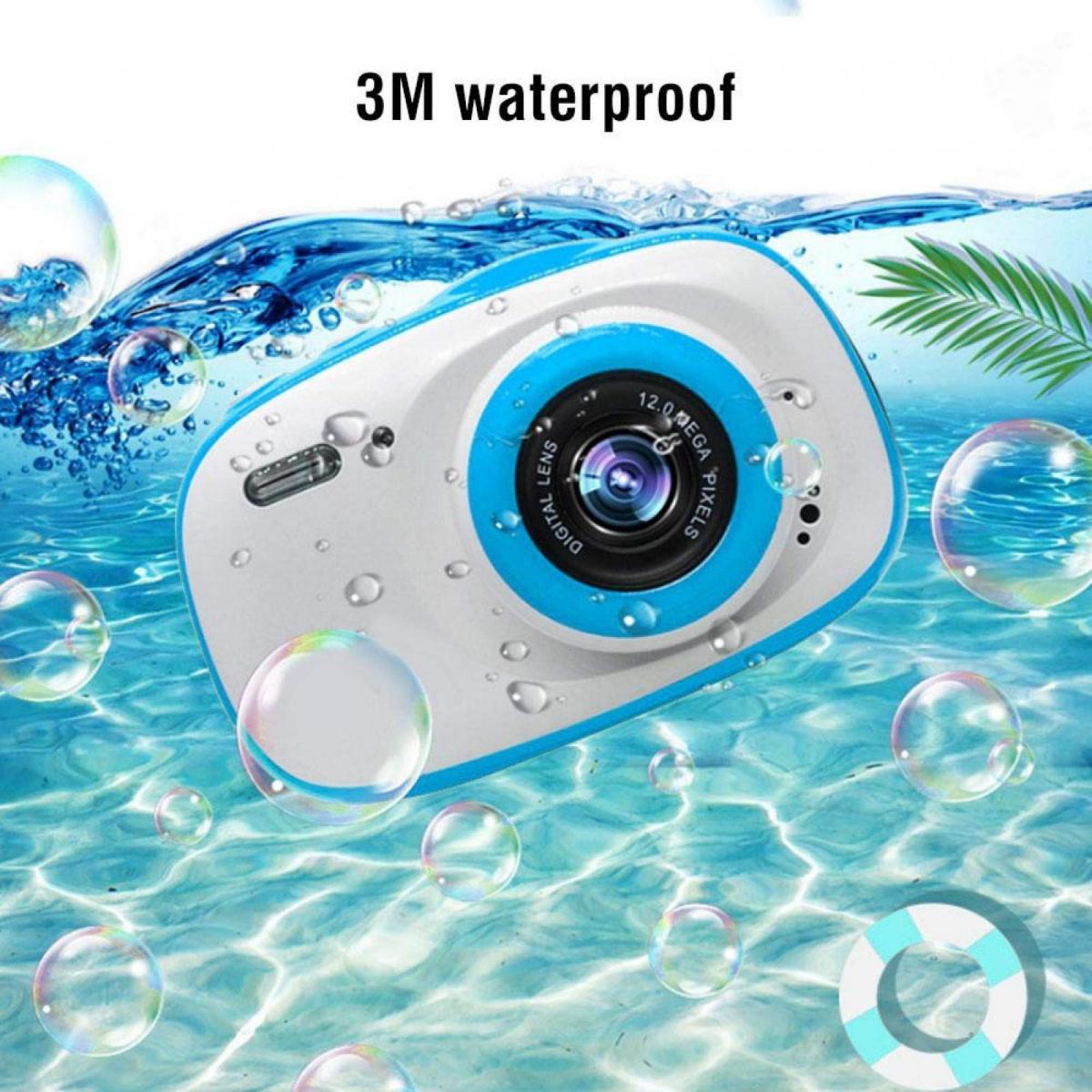 防水子供用カメラ、水中デジタル子供用カメラ5MPフルHD  720pビデオかわいいカメラ2.0インチLCD、6倍デジタルズーム、女の子/男の子用防水カメラ（青）