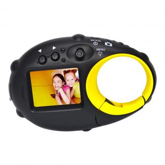 Câmera infantil linda câmera 12MP 4 × zoom digital, câmera digital infantil com vídeo, mini câmera infantil com porta-retratos para meninos e meninas (preto e amarelo)