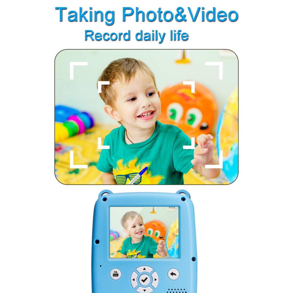 Fotocamera istantanea per bambini, fotocamera per bambini con carta da  stampa, TFT da 2,4 pollici, giochi educativi, ricarica USB, video ad alta  definizione 1080P, fotocamera digitale per bambini da 12 MP, fotocamera