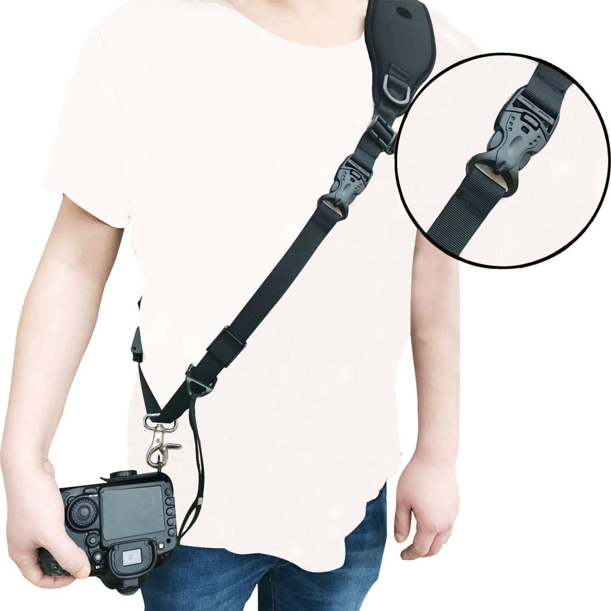 Camera strap with quick release and safety cord, adjustable padded ...