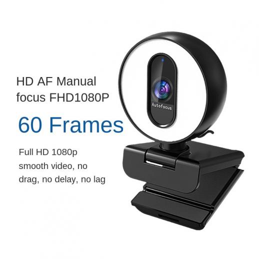 H100 60FPS Webcam with Fill Light Autofocus 1080p USB Webcam with Dual  Microphones Plug and Play USB Webcam for PC Desktop Mac Zoom Skype