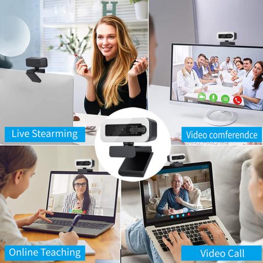 V30 1080p Webcam with Microphone & Ring Light Plug and Play Webcam  Streaming Webcam USB Webcam for PC Desktop Mac Zoom Skype