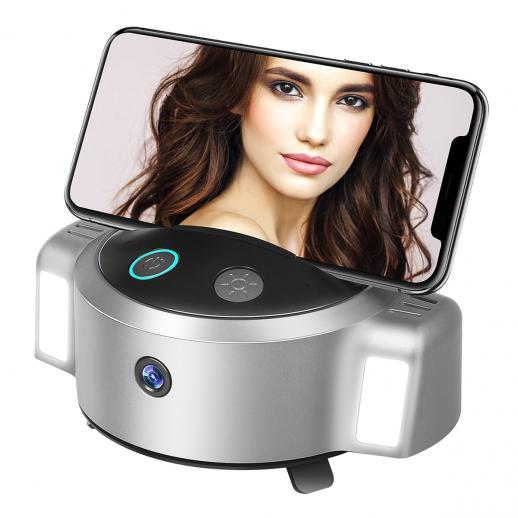 Auto Face Tracking Tripod 360° Rotation Phone Camera Mount with Selfie Ring Light, No App