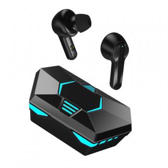 Fone de ouvido sem fio Bluetooth 5.1 X23 com microfone de baixa latência Hifi estéreo Touch Control Fones de ouvido para jogos com display digital
