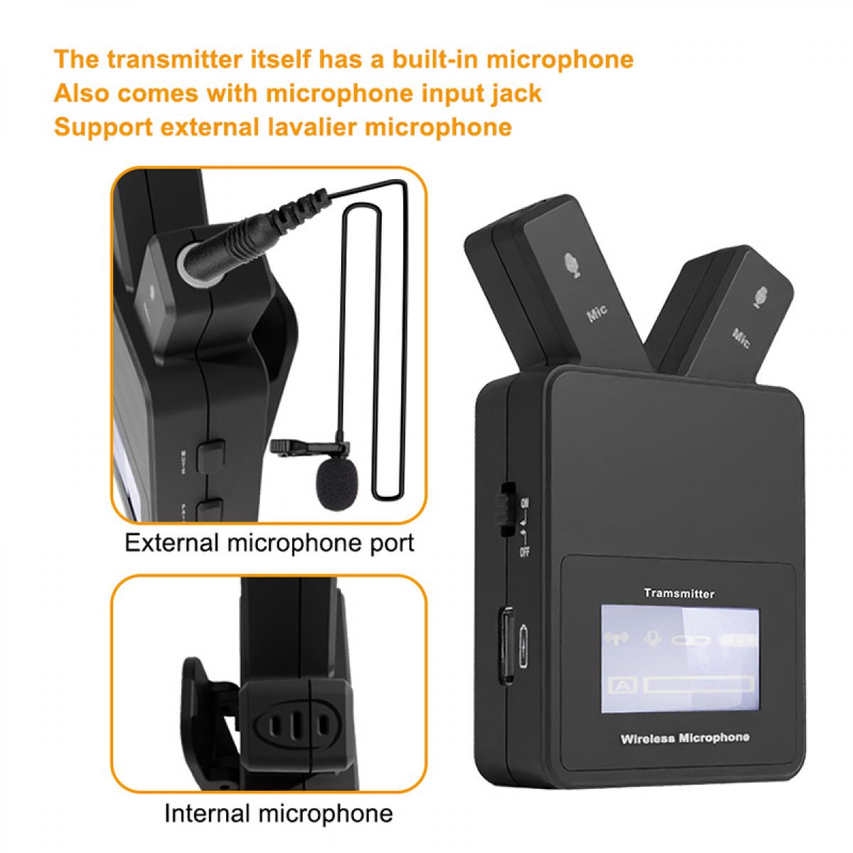 Microfono wireless lavalier W108 Plug & Play da 2,4 GHz per iPhone