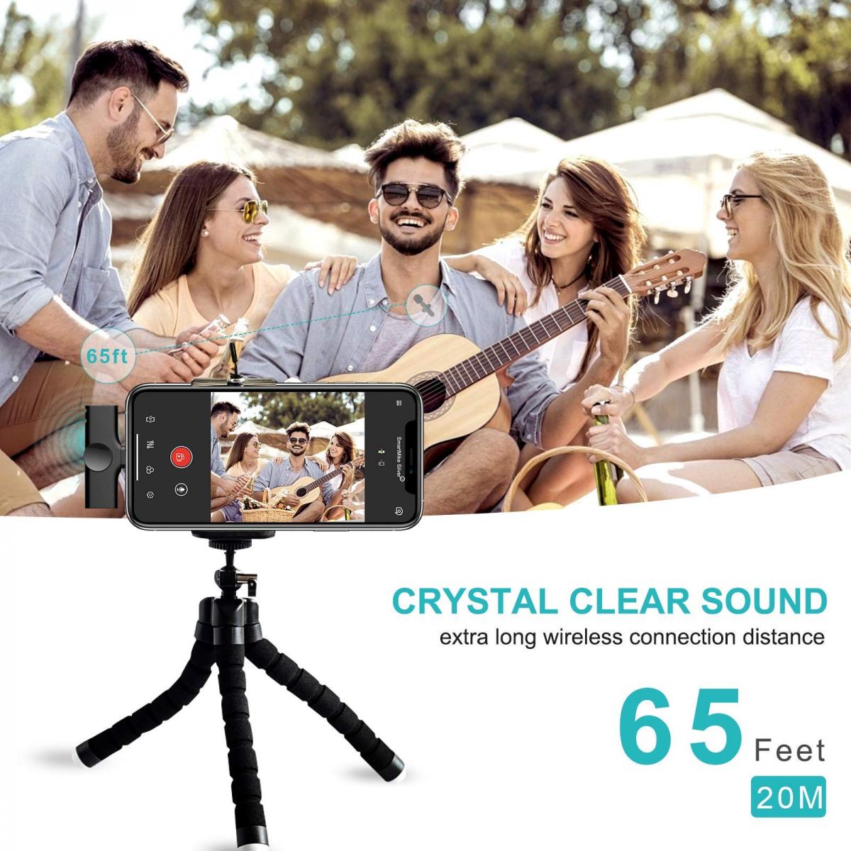 BZXZB 2Pcs Wireless Microphone for iPhone iPad, Plug-Play Wireless Lavalier  Microphone for Video Recording, TikTok, , Vloggers, Auto-Sync Noise