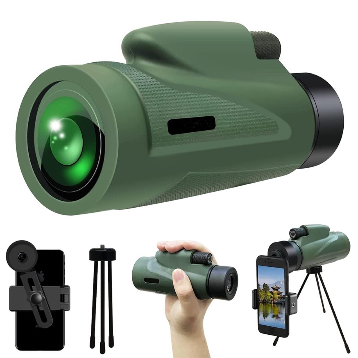12x50 HD Monocular with Phone Holder Low Night Vision Monocular ...