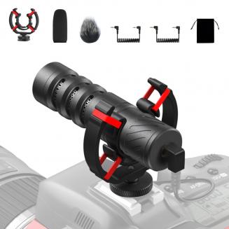 Shotgun Mic for Camera, Supercardioid 3.5mm Camera Microphone for DSLR, iPhone and Android Smartphones, with Shock Mount & Noise Reduction, Compatible with Canon EOS, Nikon, and Sony Cameras, Kentfaith