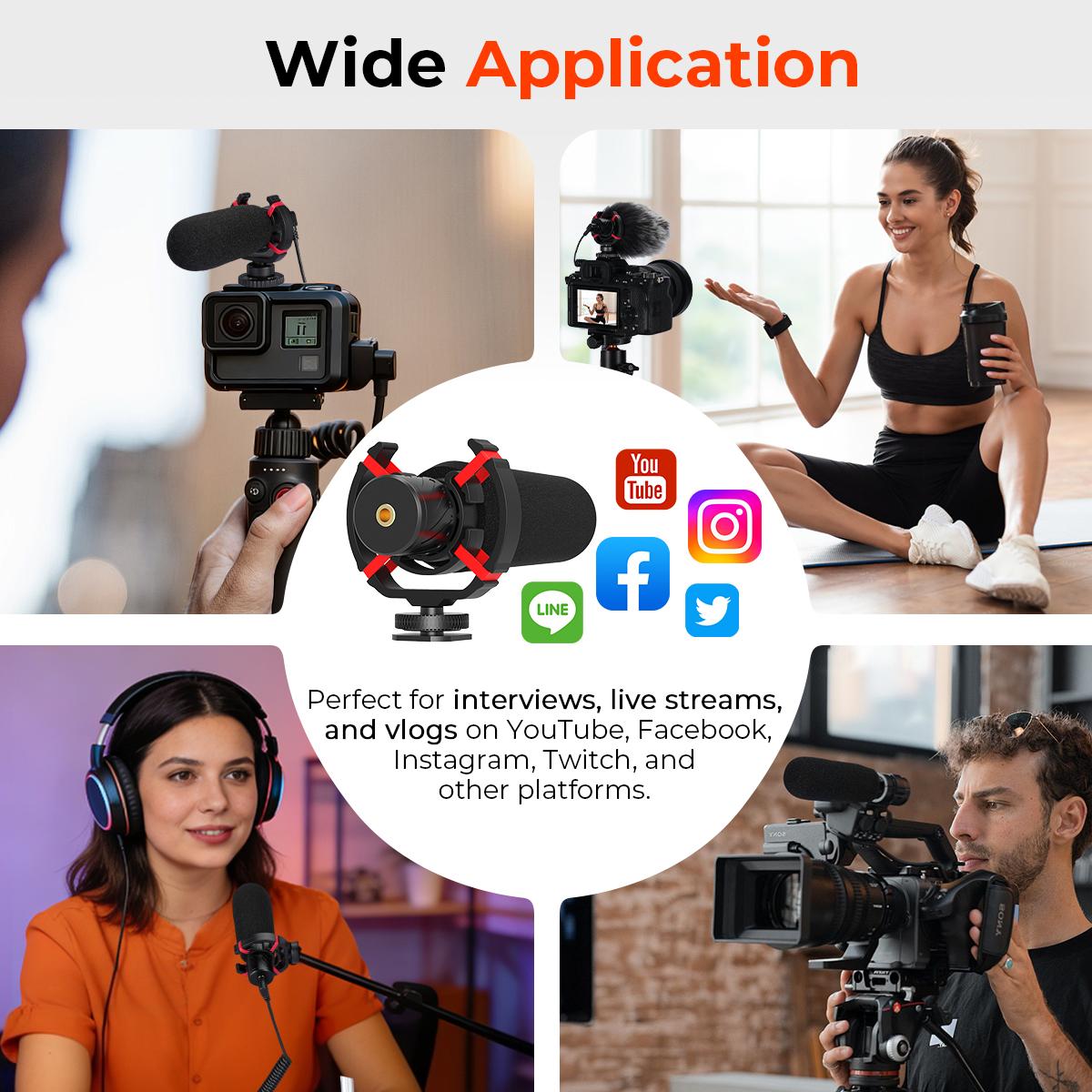 Camera Microphpne Camera Microphone, Supercardioid 3.5mm Shotgun Mic for Camera, DSLR ...