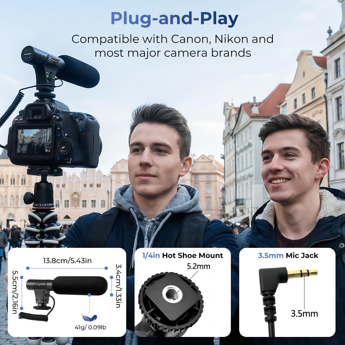 Camera Microphone, Super Cardioid Shotgun Mic for DSLR Close Interview ...