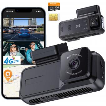 4G LTE Dash Cam Front Inside, Remote Live View, Instant Alert via App, 24/7 Parking Mode, GPS, 1080P IR Night Vision Kentfaith