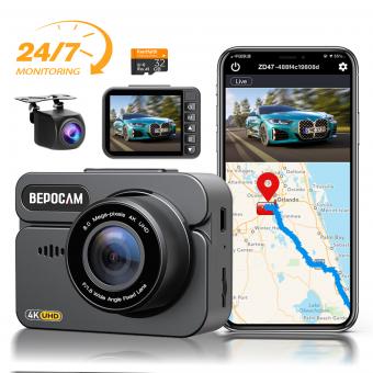 4K Dash Cam Frente e Traseira com GPS, WiFi 5G, Visão Noturna Starlight, G-Sensor, Modo Estacionamento 24H Kentfaith