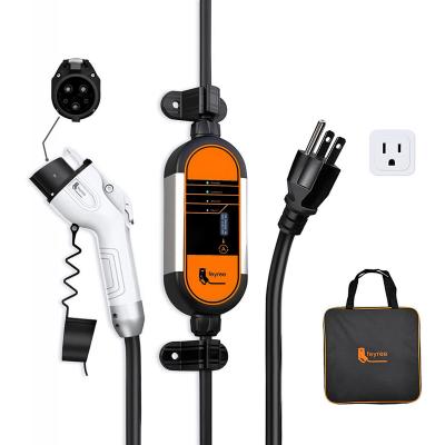 Carregador de veículo elétrico NEMA 5-15 Classe 1 (Suport Classe 2), 110V-240V 16 Amp, com cabo de extensão de 16 pés, compatível com veículos elétricos J1772, carregador de veículo elétrico classe 1-2, carregador portátil de veículo elétrico