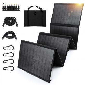 Painel Solar Dobrável – Painéis Solares Portáteis 60W com 5V USB e 18V DC para Camping, Celular, Tablet e Dispositivos 5-18V – Compatível com Geradores Solares Centrais de Energia