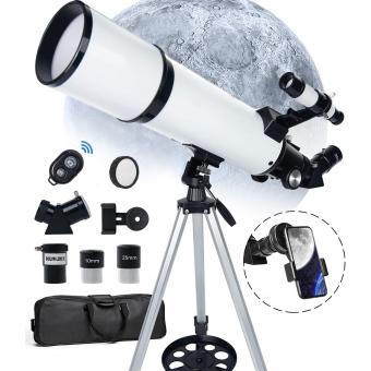 Portable Telescope for Stargazing 80mm Aperture 600mm Focal Length for Solar Eclipse