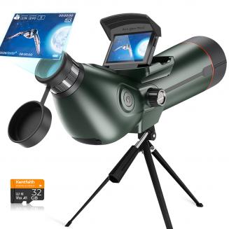 Cannocchiale da osservazione 4K con fotocamera, monoculare ad alta potenza con foto HD da 30MP, display esterno da 3 pollici, per birdwatching, Luna e stelle, treppiede incluso, Kentfaith
