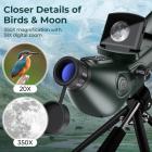 Cannocchiale da osservazione 4K con fotocamera, monoculare ad alta potenza con foto HD da 30MP, display esterno da 3 pollici, per birdwatching, Luna e stelle, treppiede incluso, Kentfaith