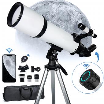 Telescope for Lunar Eclipse, Stargazing 80mm Aperture, 600mm Focal Length, with 4K Wireless Electronic Eyepiece, Kentfaith