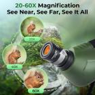 20-60x80 Spotting Scope with Tripod & Phone Adapter, FMC Lens with BAK4 Prism, for Bird Watching, Hunting, Target Shooting, Wildlife Observation, Kentfaith