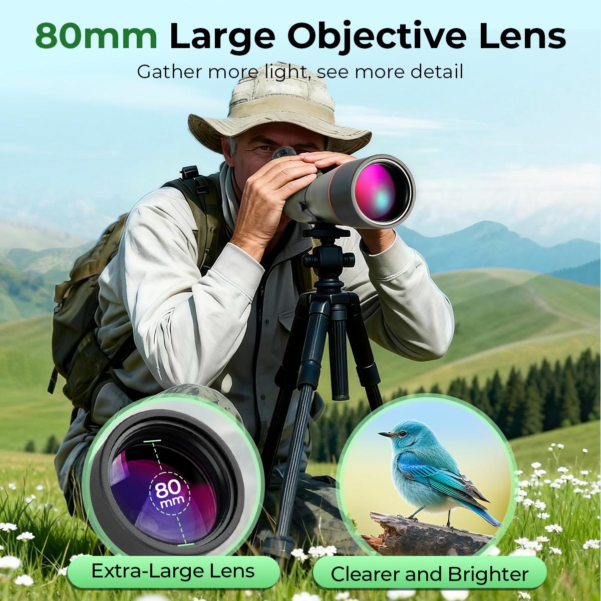 20-60x80 Spotting Scope with 4.3