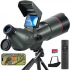 4K-tähtäinkiikari kameralla, tehokas monokulaari 30MP HD-kuvalla, 3 tuuman ulkonäyttö, lintujen tarkkailuun, kuuhun ja tähtiin, pöytäjalusta mukana, Kentfaith