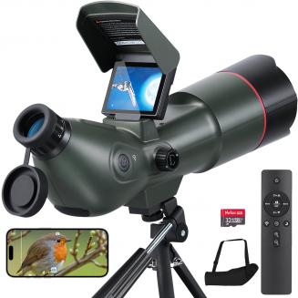 4K-tähtäinkiikari kameralla, tehokas monokulaari 30MP HD-kuvalla, 3 tuuman ulkonäyttö, lintujen tarkkailuun, kuuhun ja tähtiin, pöytäjalusta mukana, Kentfaith