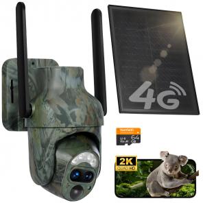 4G Cellular Trail Camera Solar, 2K 360° View Live Streaming, Motion Activated Night Vision IP66, Kentfaith