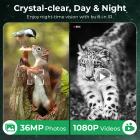 4G Trail Camera with Live Feed, 1080P Videos, 36MP Photos, 3W Solar Panel, 0.3s Fast Trigger, 65ft Night Vision, IP68 Waterproof, Kentfaith