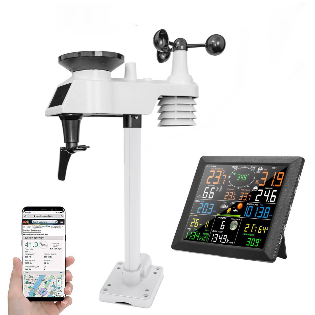 Station Météo Sans Fil Avec 3 Capteurs – Thermomètre Hygromètre Couleur – Prévisions 7 Symboles – Pour Intérieur, Extérieur, Frigo
