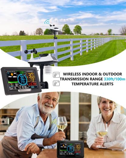 Sainlogic Weather Station Indoor Outdoor with 10.2-inch Color Display &  Outdoor Sensor, Indoor Outdoor Thermometer Wireless with Temperature