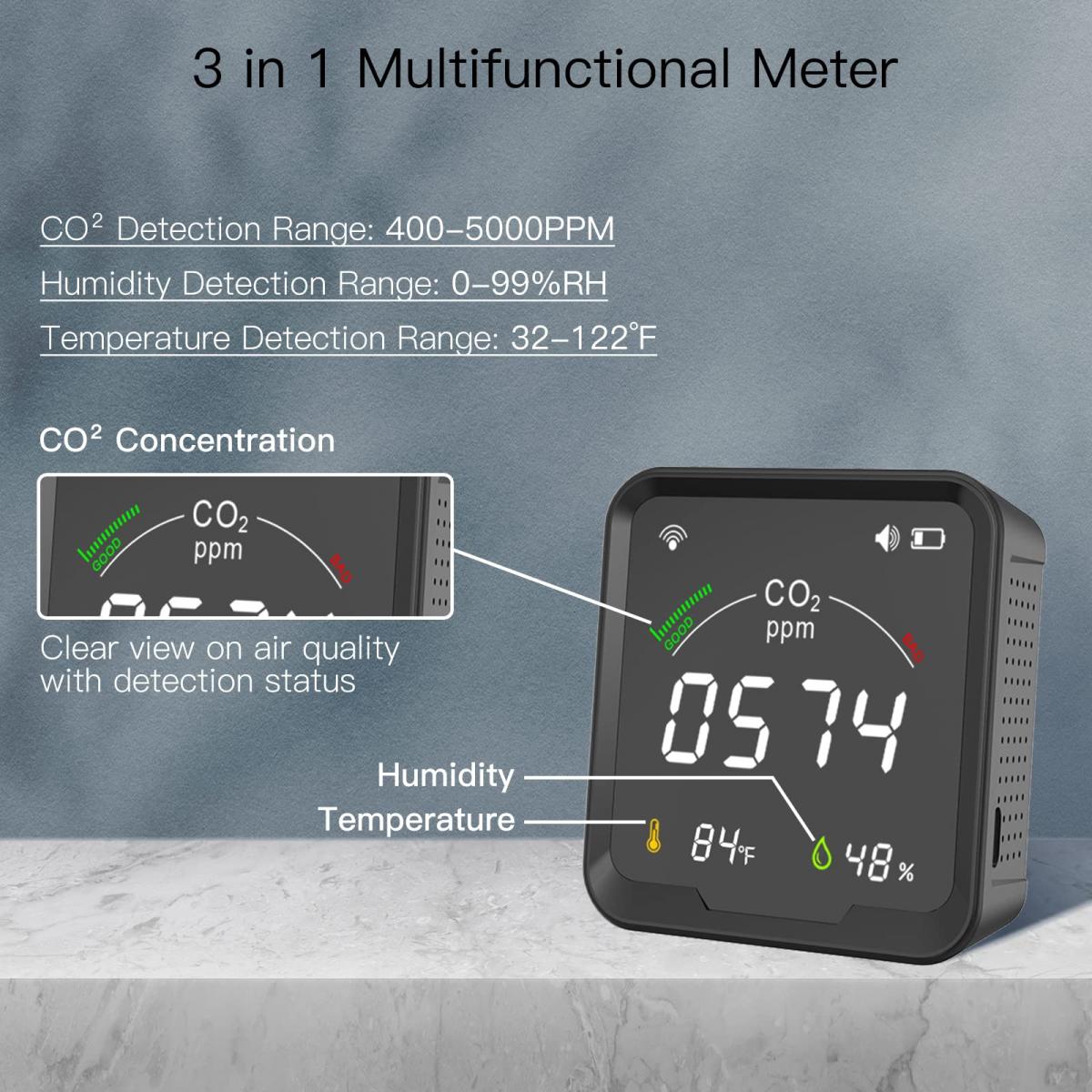 Smart Carbon Dioxide Detector Home Air Quality Kentfaith