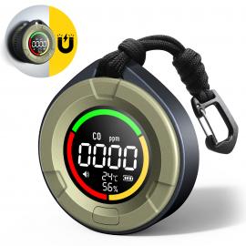 Portable CO Detector 3-in-1 Carbon Monoxide Detector, Alarm Temp/Humidity Detector with Lanyard and Magnetic Suction Function, Mini CO Monitor with 1000mAh Battery, for Home/Travel/Outdoor