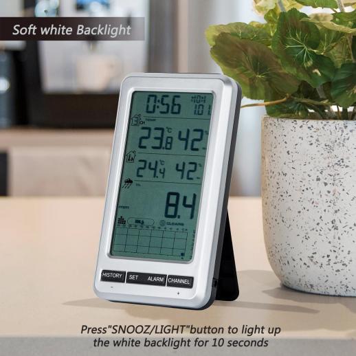Wireless Digital Rain Gauge with Indoor Outdoor Temperature,Self-Emptying  Rain Collector with Accurate Thermometer, Weather Station with Large  Display, Rain Alerts - KENTFAITH