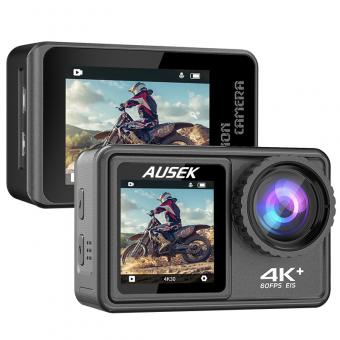 AT-S81ER 4K60FPS 24MP Action Camera with UV Lens Touch Screen and Dual Screen