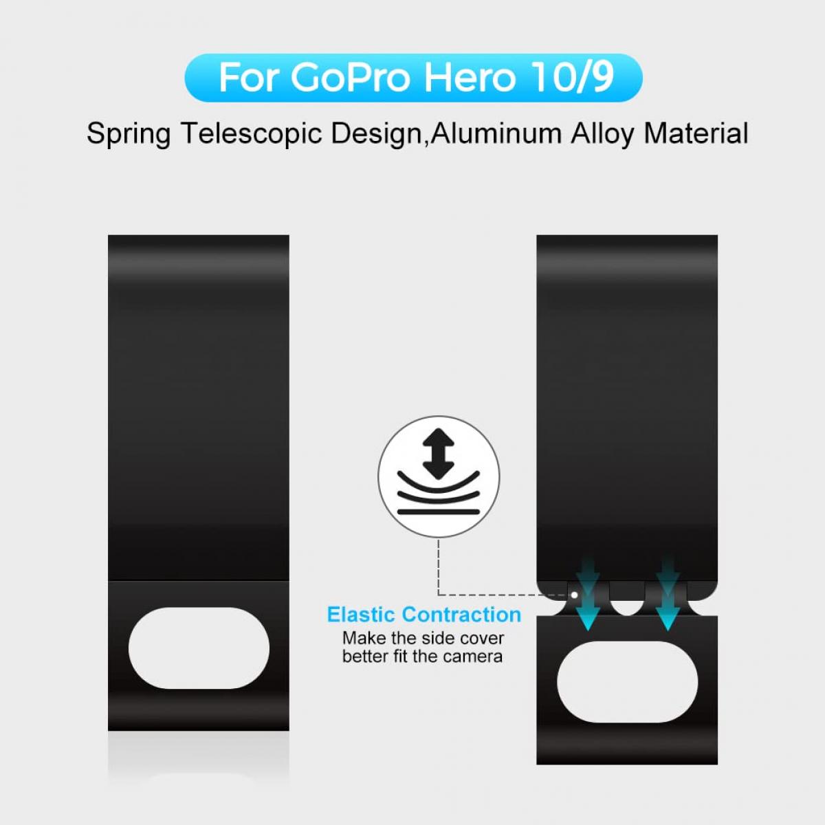 Gopro Hero 10/9ブラックの交換用バッテリーカバー、GoProアクションカメラ用の電源サイドドアVlogアクセサリーを介したUSBパス