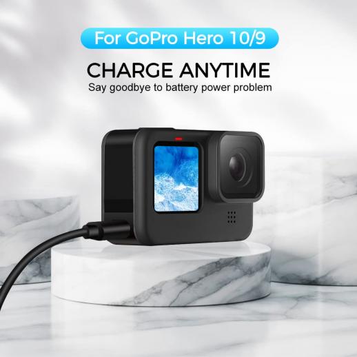 Gopro Hero 10/9ブラックの交換用バッテリーカバー、GoProアクションカメラ用の電源サイドドアVlogアクセサリーを介したUSBパス -  Ku0026F Concept