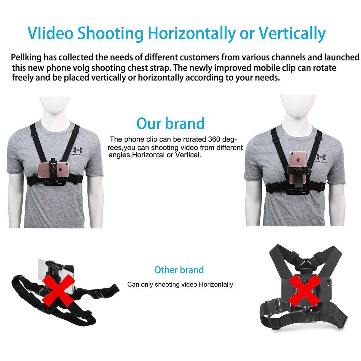 Phone Chest Strap Harness Fixing Headband Bracket Kit for POV/VLOG, Phone  Clip Compatible with iPhone, Samsung, GoPro Hero 10 9, 8, 7, 6, 5, 4, 3, 2