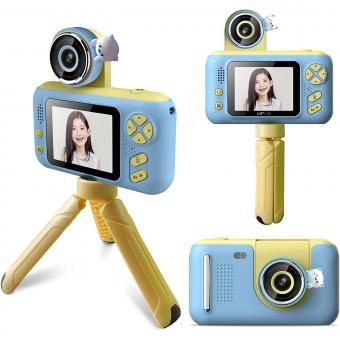 S9 kids digital camera with flip lens, tripod, 1080p, 40 megapixels, best kids camera for boys and girls from 3 years blue
