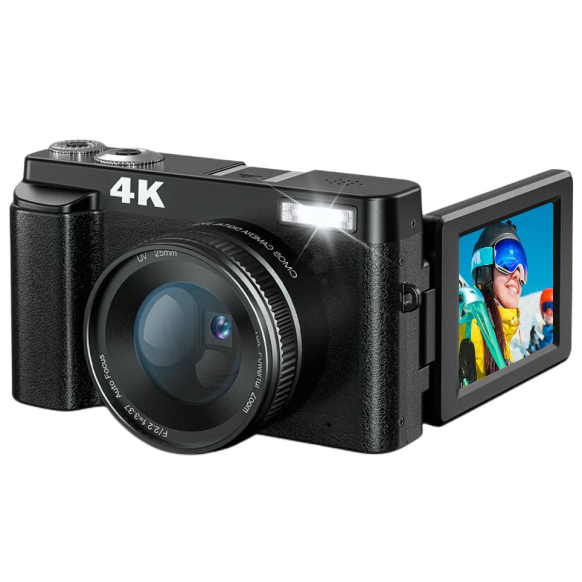 Digital Cameras 4K 64MP 16X Flip Screen Video Camera w/ 2 Batteries For