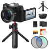 Digital Camera for Photography & Video 4K 48MP Blog YouTube With 180° Flip Screen, 16X Digital Zoom, 52mm Wide Angle & Macro Lens, 52mm Black Mist 1/4 + CPL Filter Set, Camera Tripod, Kentfaith