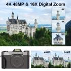Digital Camera for Photography & Video 4K 48MP Blog YouTube With 180° Flip Screen, 16X Digital Zoom, 52mm Wide Angle & Macro Lens, 52mm Black Mist 1/4 + CPL Filter Set, Camera Tripod, Kentfaith