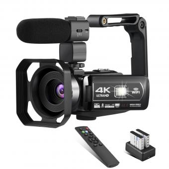 4k Video Camera Camcorder for YouTube Ultra HD 4K 48MP Video Blog Camcorder with Microphone and Remote Control WiFi Digital Camera 3.0" IPS Touch Screen IR Night Vision 2 Batteries