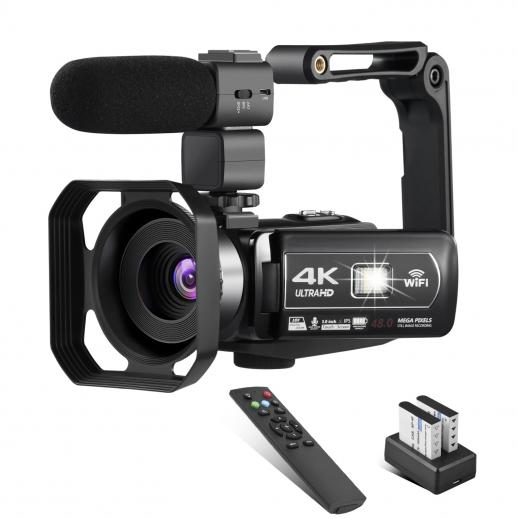 4k Video Camera Camcorder for  Ultra HD 4K 48MP Video Blog Camcorder  with Microphone and Remote Control WiFi Digital Camera 3.0 IPS Touch