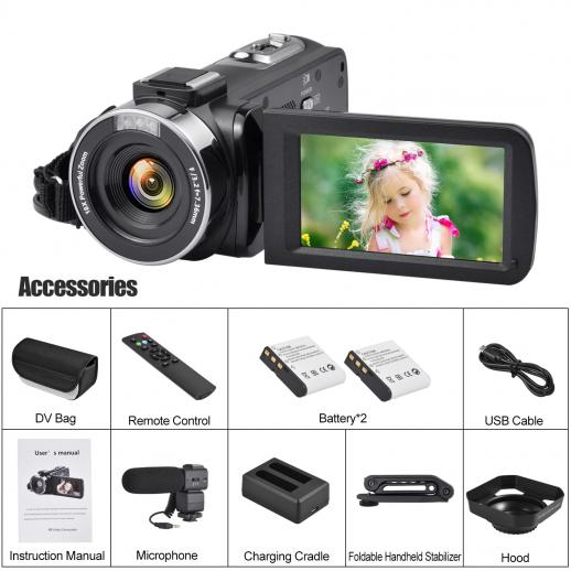 4K Video Camera Camcorder 48MP UHD WiFi IR Night Vision Vlogging Camera for   16X Digital Zoom Touch Screen Camera Recorder with Microphone