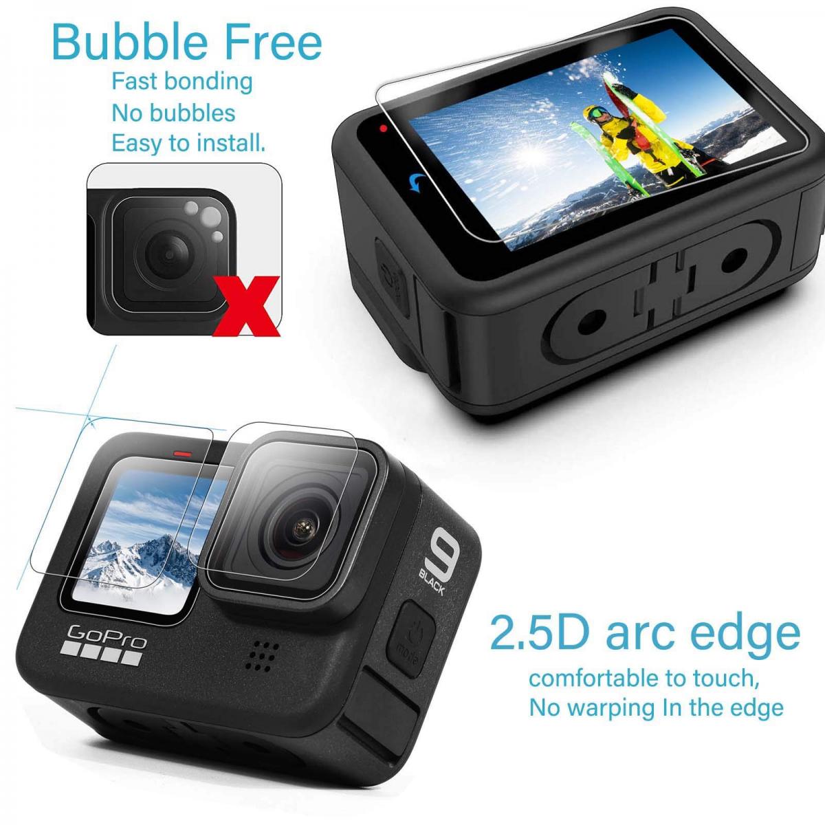 Brotect Pellicola In Vetro Ibrido AirGlass Per GoPro Hero 6 Black (Lente), 3 Pezzi, 9H, Antigraffio
